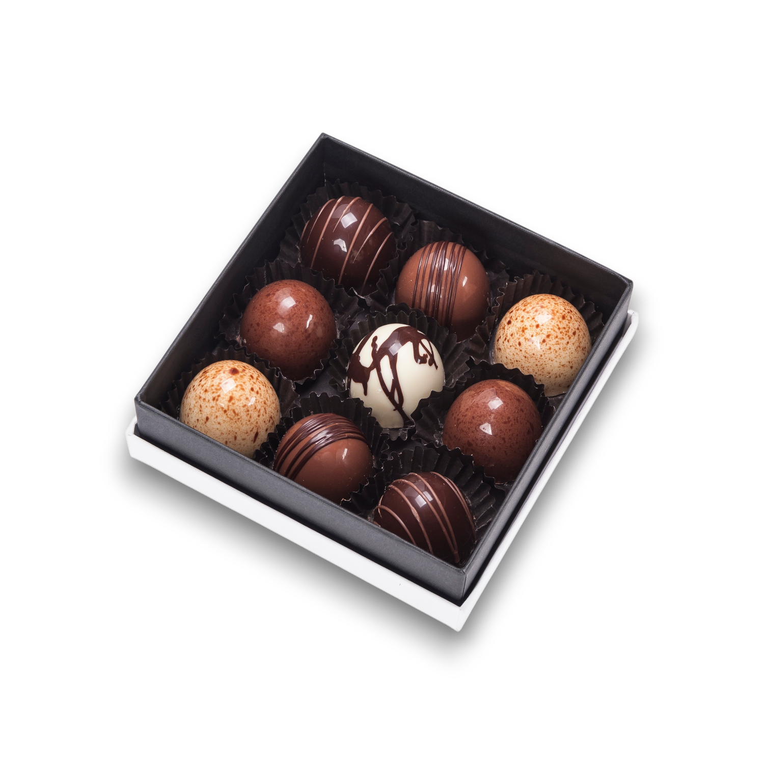 Caja 9 volcanes rellenos - Caramel Chocolatería
